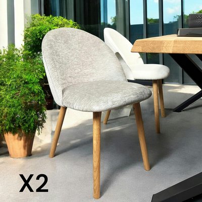 Chaise scandinave en bois et velours gris (lot de 2) ETNA PIER IMPORT