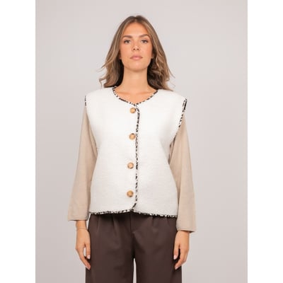 Gilet Sans Manches Sherpa Finitions Léopard Umalia DONA LISA