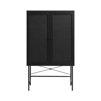 Buffet haut 2 portes bois et métal H135cm - RINTO DRAWER