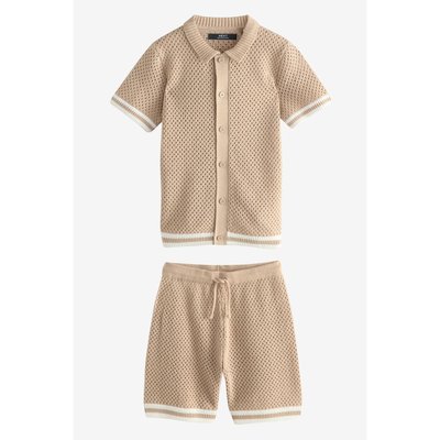 Polo en maille boutonné et short texturé NEXT