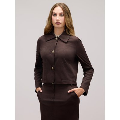 Veste à coupe boxy en tissu effet daim avec bords à coupe nette OLTRE