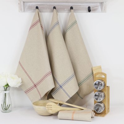 Lot de 6 torchons de cuisine pur Lin NORMANDIE LINANDELLE