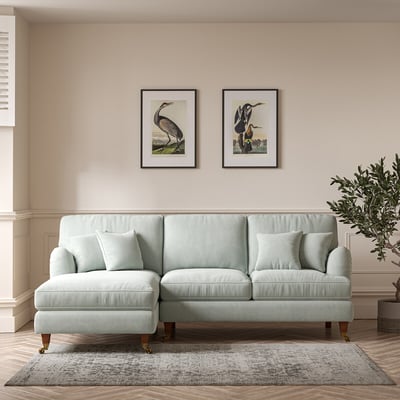 Emeline Soft Brushed Corner Chaise Sofa with Castor Legs (Left Facing) ÉDITÉ