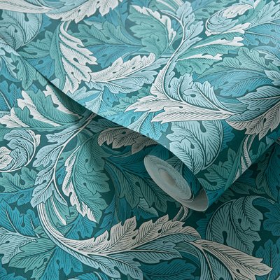 Acanthus Teal Wallpaper WILLIAM MORRIS BY CLARKE & CLARKE