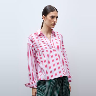Chemise rayée manches longues en coton MONOPRIX