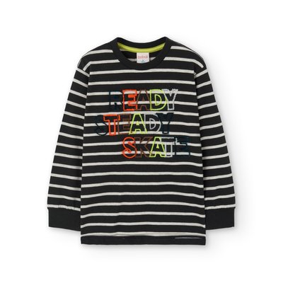 T-shirt en coton à manches longues et rayures BOBOLI