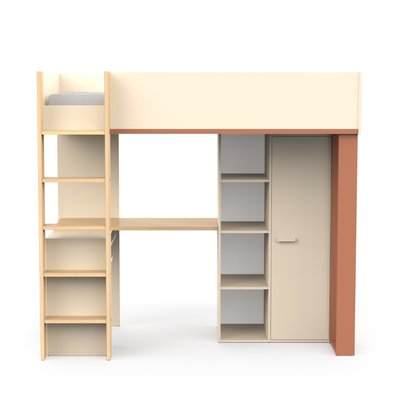 Lit mezzanine avec bureau et armoire H183 cm - CAMILLIA CALICOSY