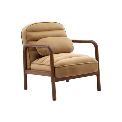 Fauteuil scandinave bois d'hévéa teinté noyer et velours AMELIE SWEEEK
