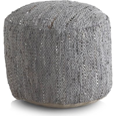 Pouf rond  en cuir et coton fait main confort moderne RECOLLECTION