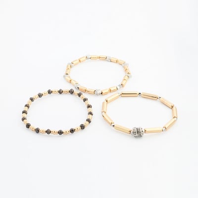 Set de 3 bracelets perles fantaisie dorées BALABOOSTE