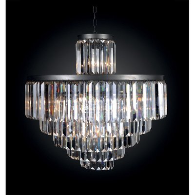 Lustre verre métal gris Fulgurant D82 cm SIGNATURE