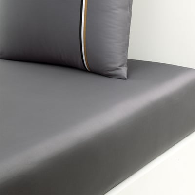 Drap housse en satin de coton bleu, B LINEA BOSS HOME