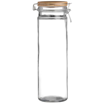 Bocal Cuisine Hermétique en Verre Couvercle Clip Bambou -  1.9L WADIGA
