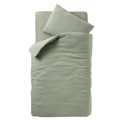 Parure housse de couette + taie d'oreiller unie en gaze de coton Bio* VERTBAUDET