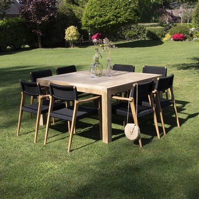 Salon de jardin en teck massif et cordage 8 places  ESTHER BERAH GETAH