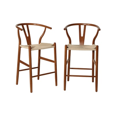 Tabouret de bar vintage bois de hêtre et cordes (lot de 2) CECILE SWEEEK