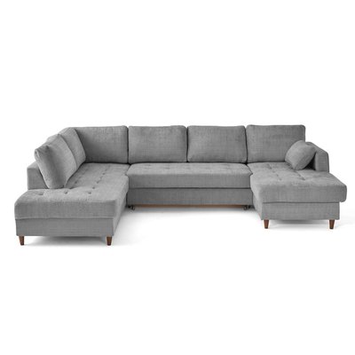 Canapé d'Angle Convertible en Velours texturé 7 places - ANNA LISA DESIGN