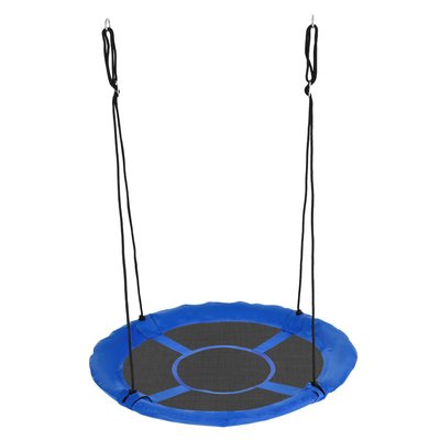Balançoire nid d'oiseau ronde Ø 110 cm 4 anneaux inclus bleu OUTSUNNY