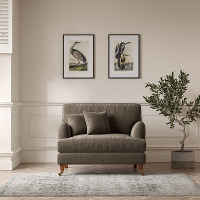 Emeline Velvet Snuggle Chair with Antique Castor Legs SO'HOME
