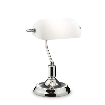 Lampe De Bureau Avocat Chrome Et Verre Blanc Soufflé MILLUMINE