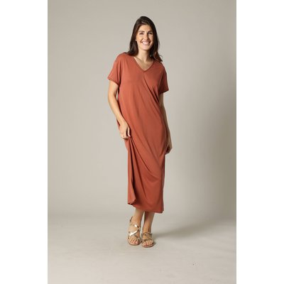 Robe fantaisie et décontractée manches courtes et col V en modal SORA DEELUXE