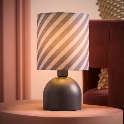 Meghan Table Lamp with Striped Shade in Teal SO'HOME