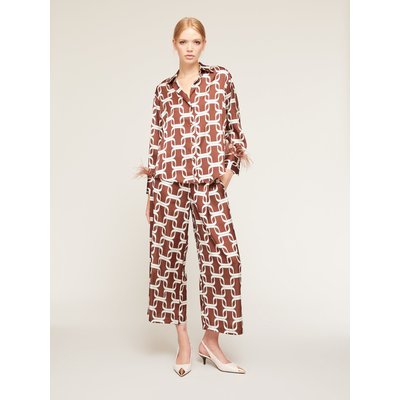 Chemise en satin avec des plumes et un imprimé chaînes MOTIVI