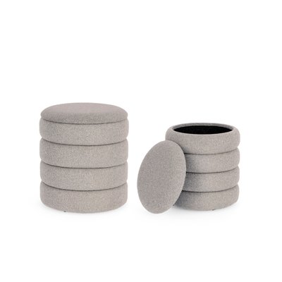 Poufs contemporains ronds en tissu bouclette (set de 2) - KARENINE HELLIN, DEPUIS 1862