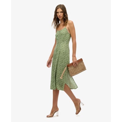 Robe caraco mi-longue boutonnée imprimée SUPERDRY
