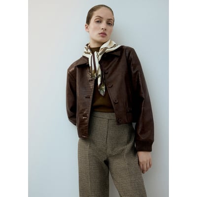 Pantalon en laine mélangée pied-de-poule MANGO