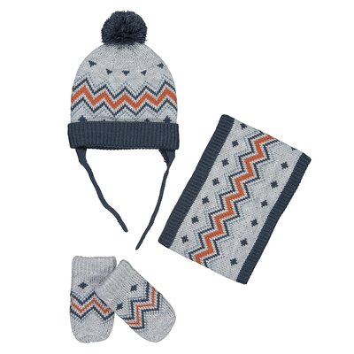 Ensemble muts met pompom + snood + wanten LA REDOUTE COLLECTIONS