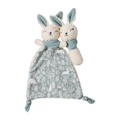 Doudou plat lapin + hochet VERTBAUDET