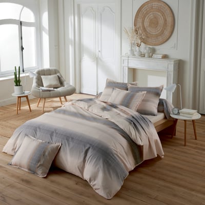 Drap plat percale de coton dégradé rayé TRADILINGE