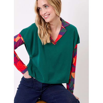 Pull maille sans manche col V SATINKA LA FIANCÉE
