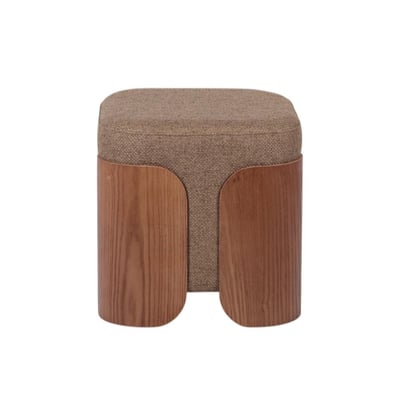 Pouf rond en tissu   et bois Ø35 cm Aubépine AMADEUS