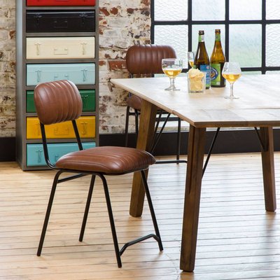 Chaise en cuir marron (lot de 2) DINNER MADE IN MEUBLES 
