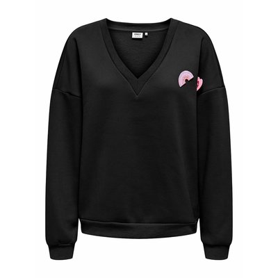 Sweat col V avec badge coloré ONLY