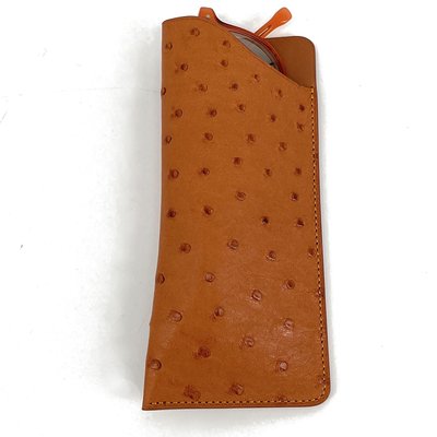 Etui à lunettes en cuir d'autruche français OMB édition Haute-couture OH MY BAG