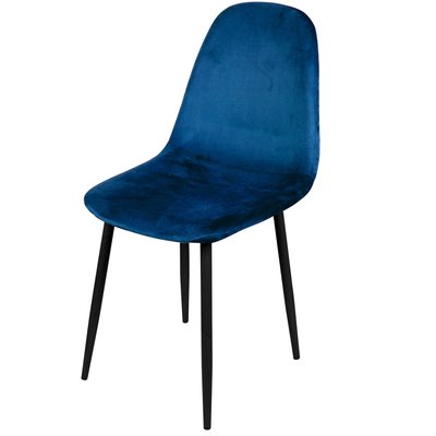 Chaise en velours bleu pieds en métal noir - 44x53x88cm WADIGA