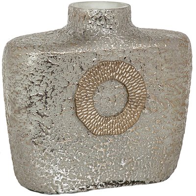 Vase en verre texturé  satiné et métal décoratif RECOLLECTION