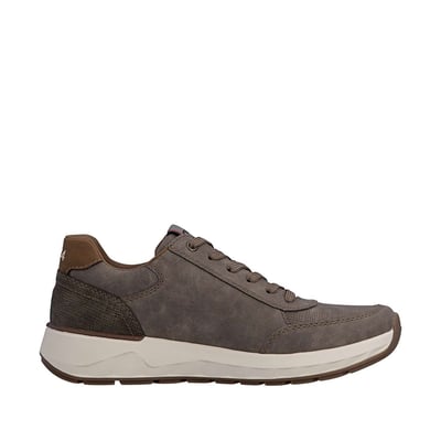 Baskets running taupe à talon plat avec des lacets et un zip latéral RIEKER