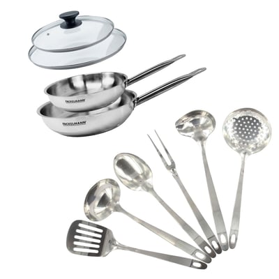 Set de 2 poêles 20 et , 2 couvercles verre ETERNA FACKELMANN
