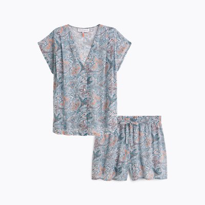 Pyjama short col v en voile de coton, ANAÏS LAURENCE TAVERNIER