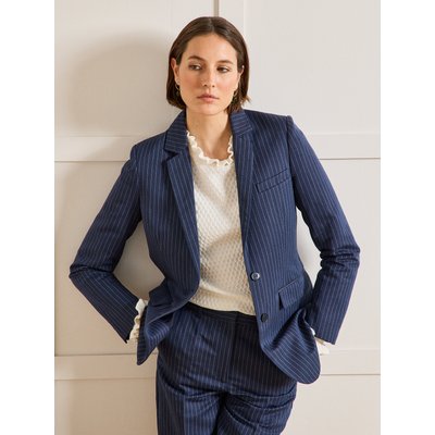Veste tailleur rayée lin et coton CYRILLUS