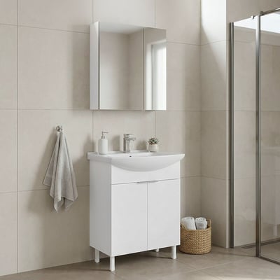 Шкафчик для ванной с раковиной и зеркалом, Purus / Пурус SO'HOME