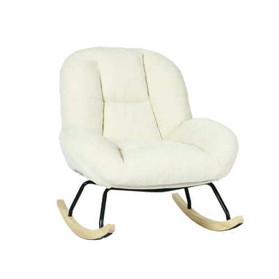 Fauteuil à bascule rocking chair en tissu chenille style scandinave, LITHOPS MEUBLES COSY