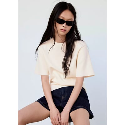 Pull-over maille fine manches courtes MANGO