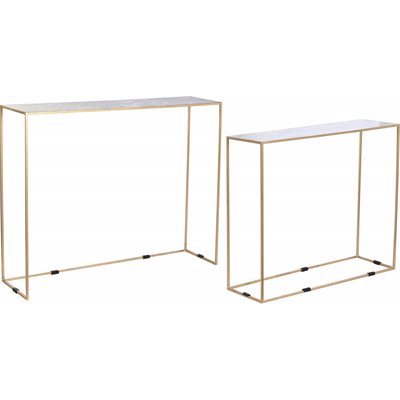 Console en fer, plateau marbre (lot de 2) RECOLLECTION