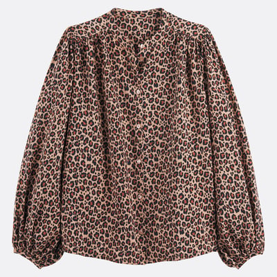 Hemd mit Mao-Ausschnitt, Leopardenmuster, Signatur LISE LA REDOUTE COLLECTIONS