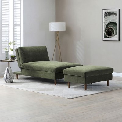 Sawyer Chenille Modular Click Clack Chaise Sofa Bed and Footstool SO'HOME